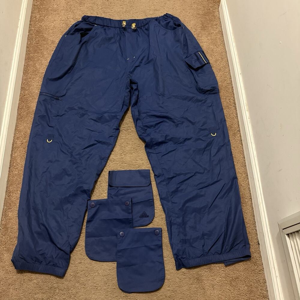 Y2K Adidas Wind Breaker Pants Detachable Pockets Navy Blue Size 2XL Vintage